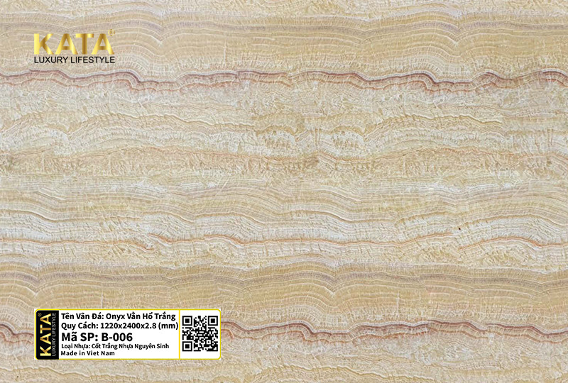 Tấm ốp PVC vân đá Basic Onyx Sọc Vằn Hổ Trắng B-006