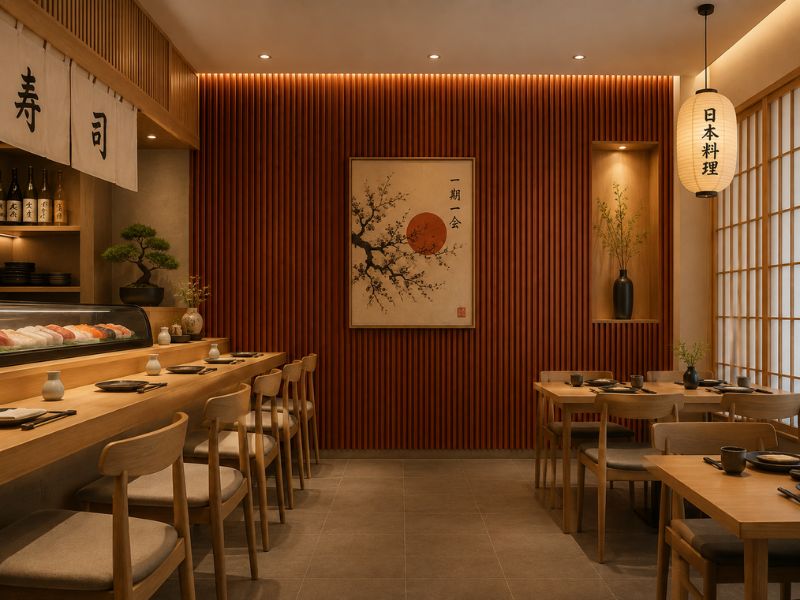 Tấm ốp lam 3 sóng thấp K-03 tại quán Nhật