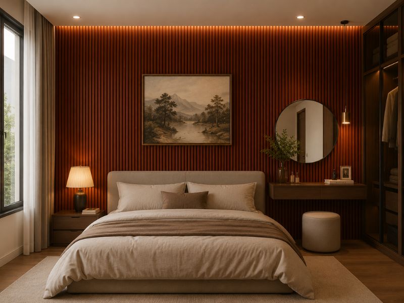 Tấm ốp lam 3 sóng thấp K-03 tại phòng ngủ