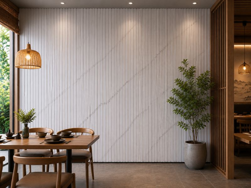 Tấm ốp lam 3 sóng thấp K-13 tại quán ăn
