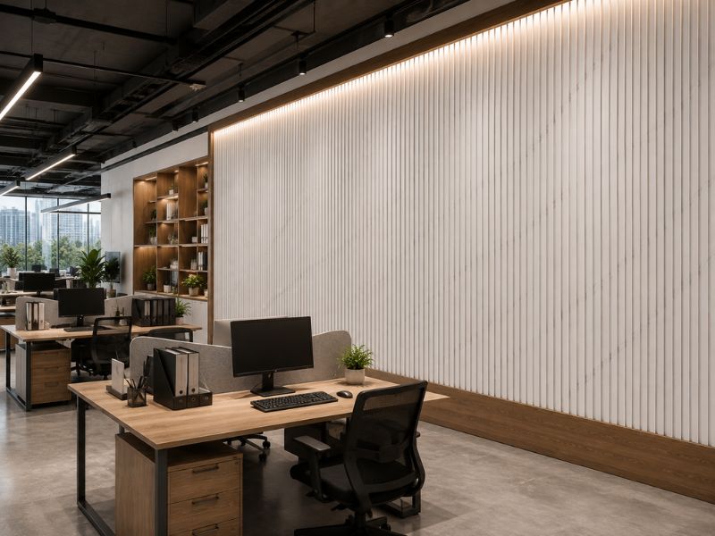 Tấm ốp lam 3 sóng thấp K-13 tại phòng làm việc