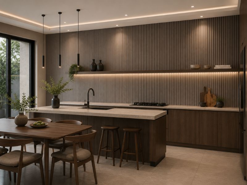 Tấm ốp lam 3 sóng thấp K-22 tại phòng bếp
