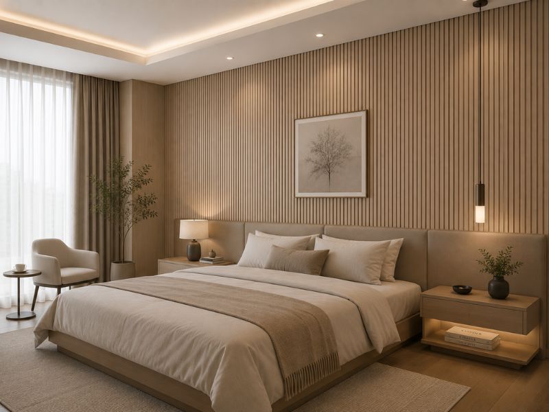 Tấm ốp lam 3 sóng thấp K-23 tại phòng ngủ