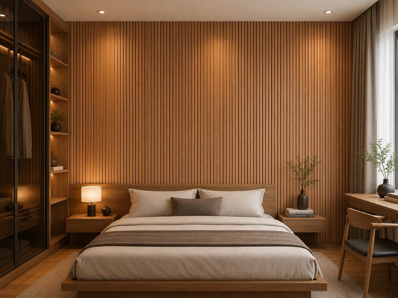 Tấm ốp lam 3 sóng thấp K-24 tại phòng ngủ