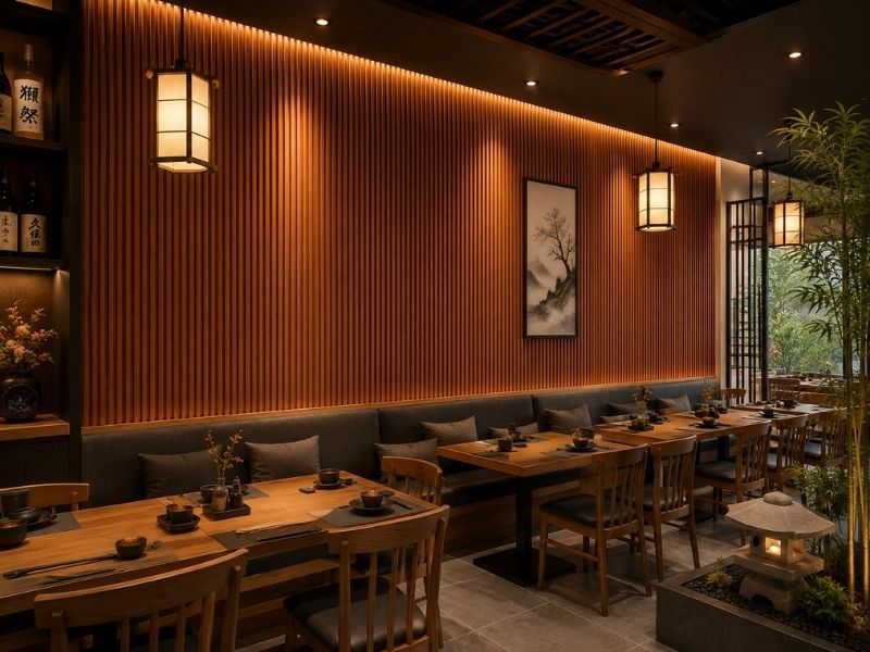 Tấm ốp lam 3 sóng thấp K-34 tại quán ăn