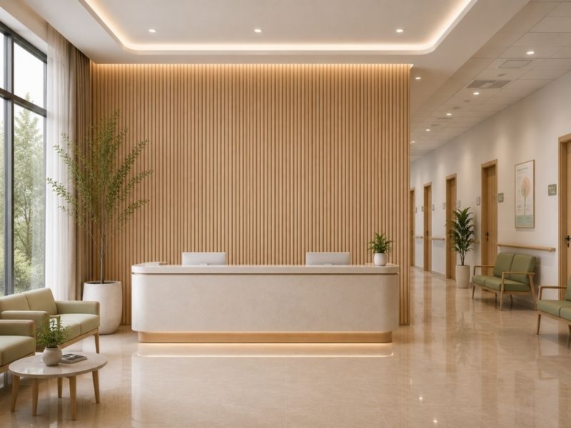 Tấm ốp lam 3 sóng thấp K-51 tại sảnh chờ