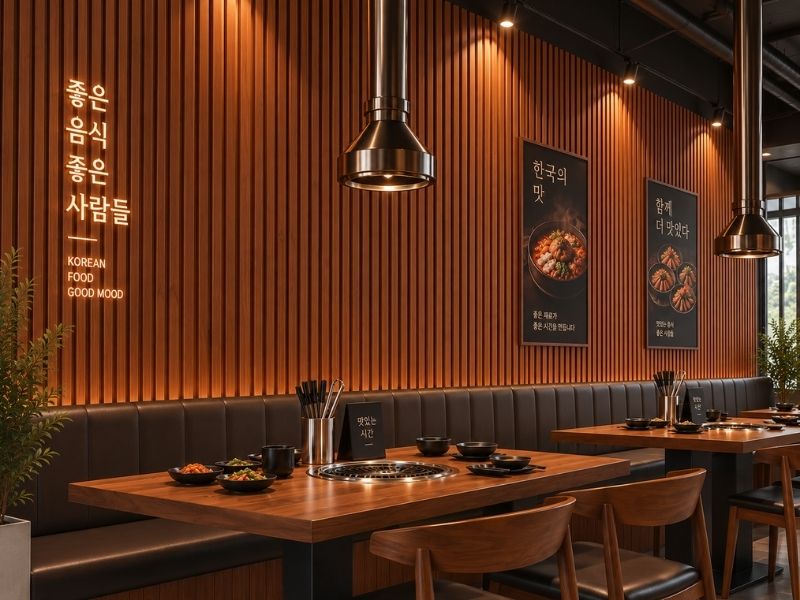 Tấm ốp lam 4 sóng cao K-05 tại nhà hàng