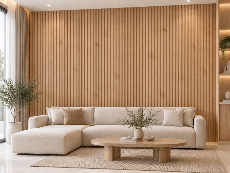 Tấm ốp lam 4 sóng cao K-06 tại phòng khách