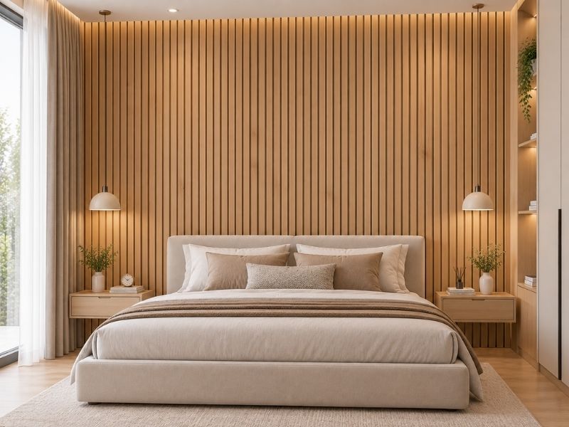 Tấm ốp lam 4 sóng cao K-06 tại phòng ngủ