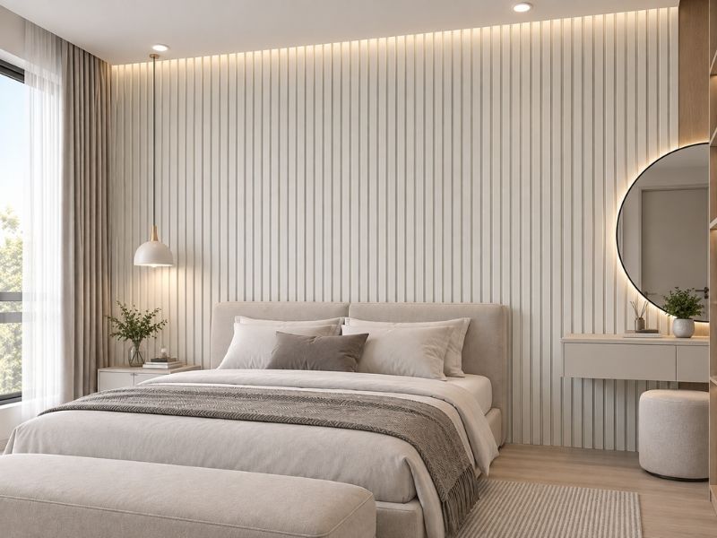 Tấm ốp lam 4 sóng cao K-11 tại phòng ngủ