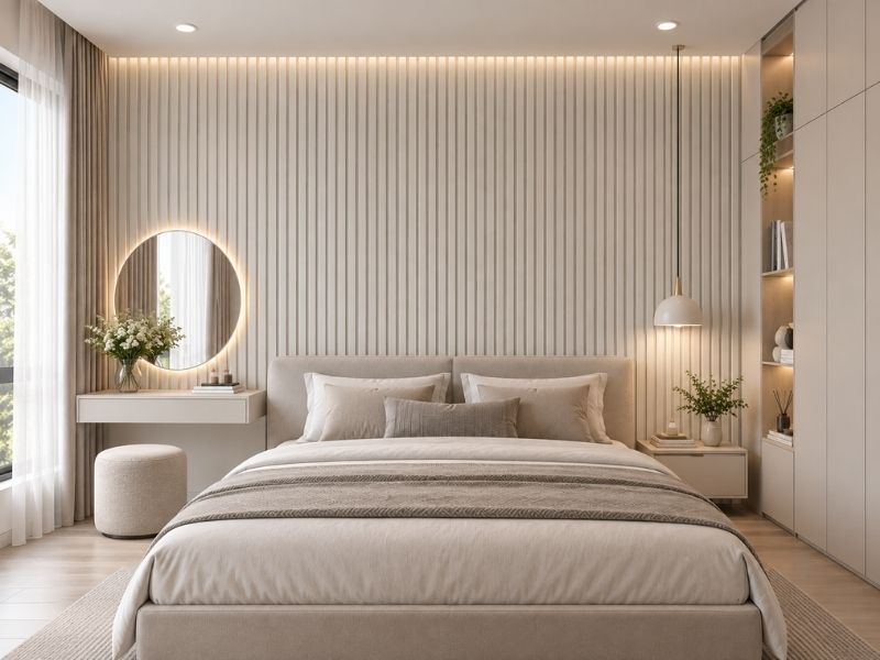 Tấm ốp lam 4 sóng cao K-11 tại phòng ngủ