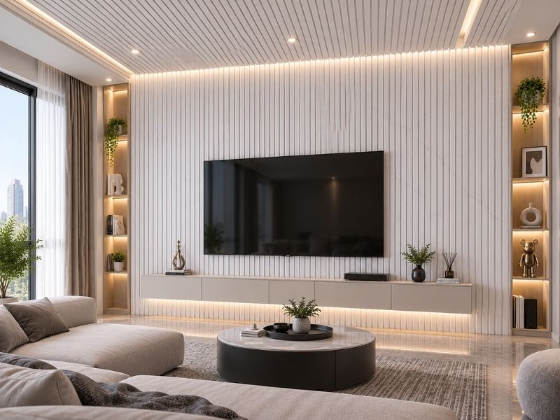 Tấm ốp lam 4 sóng cao K-13 tại phòng khách