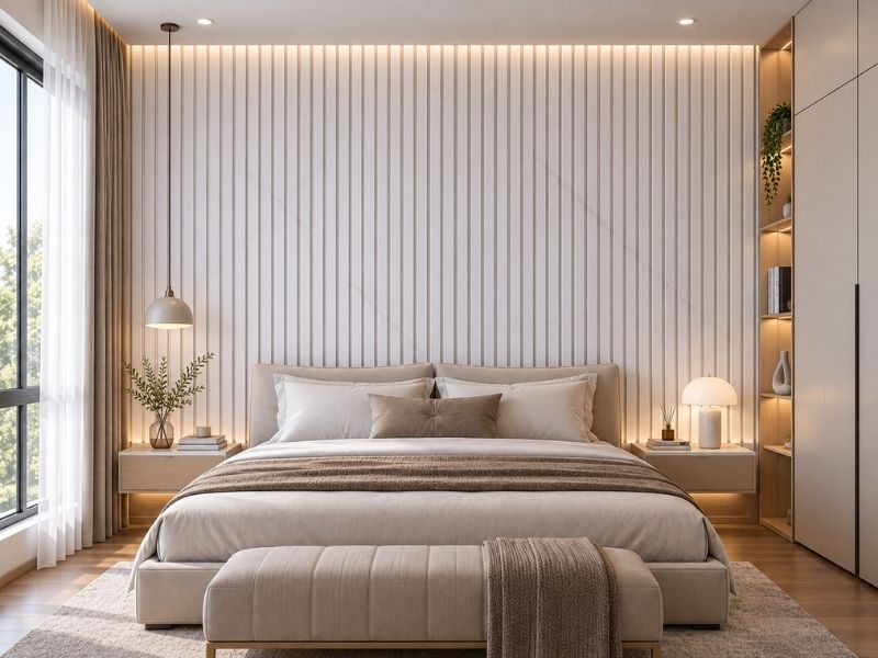Tấm ốp lam 4 sóng cao K-13 tại phòng ngủ