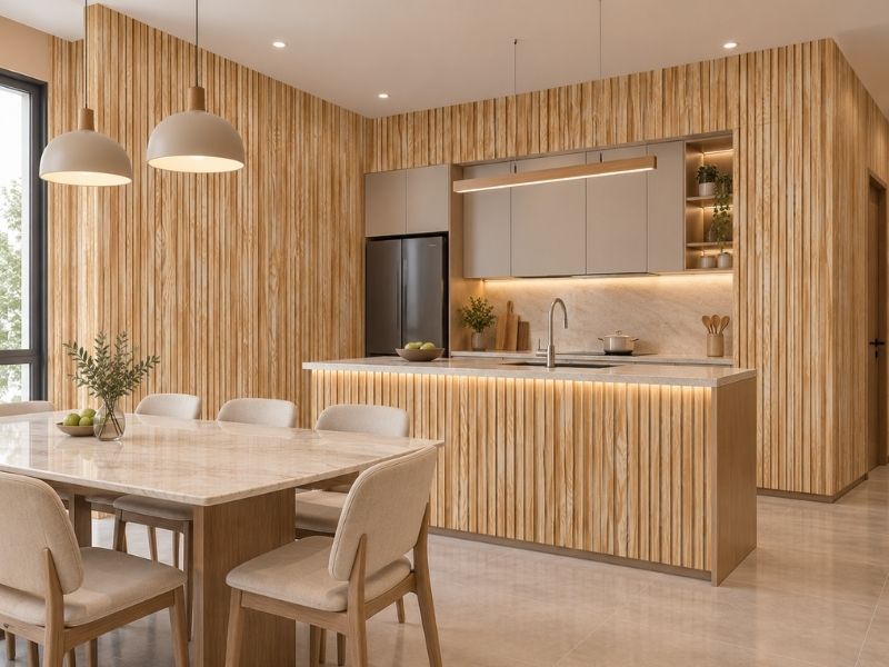 Tấm ốp lam 4 sóng cao K-16 tại phòng bếp