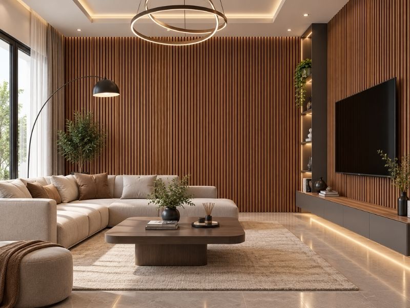 Tấm ốp lam 4 sóng cao K-20 tại phòng khách