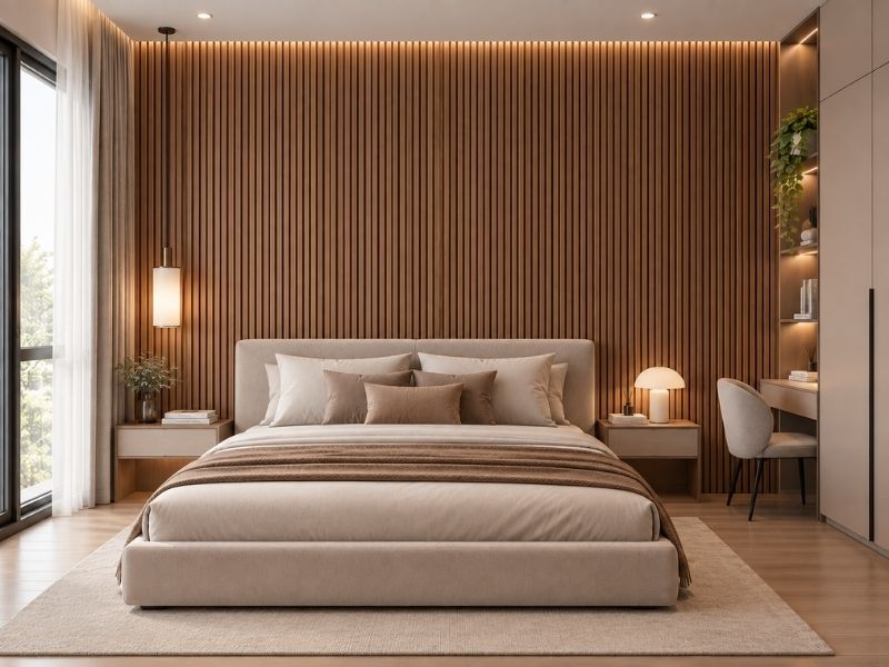 Tấm ốp lam 4 sóng cao K-20 tại phòng ngủ