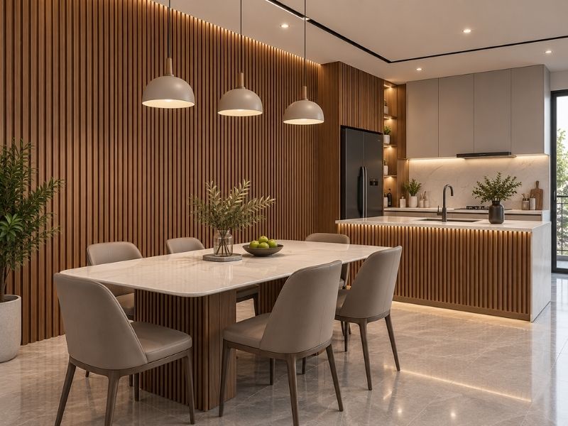 Tấm ốp lam 4 sóng cao K-20 tại phòng bếp