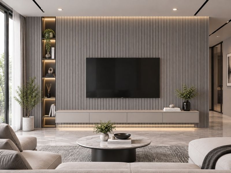 Tấm ốp lam 4 sóng cao K-22 tại phòng khách