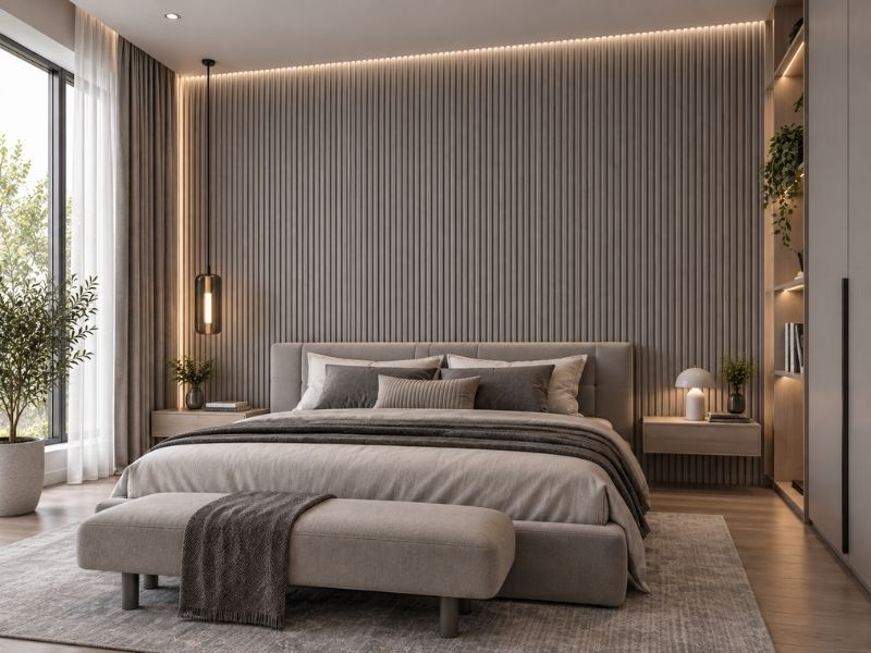 Tấm ốp lam 4 sóng cao K-22 tại phòng ngủ