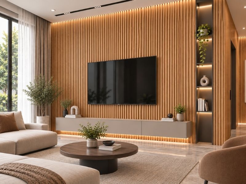 Tấm ốp lam 4 sóng cao K-31 tại phòng khách