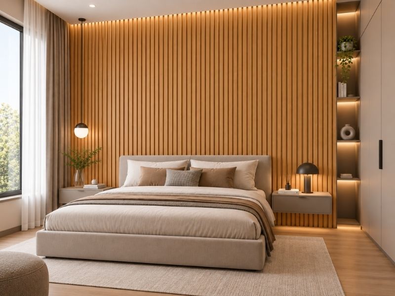 Tấm ốp lam 4 sóng cao K-31 tại phòng ngủ