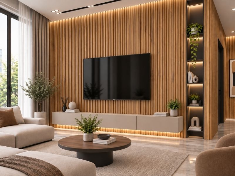 Tấm ốp lam 4 sóng cao K-33 tại phòng khách