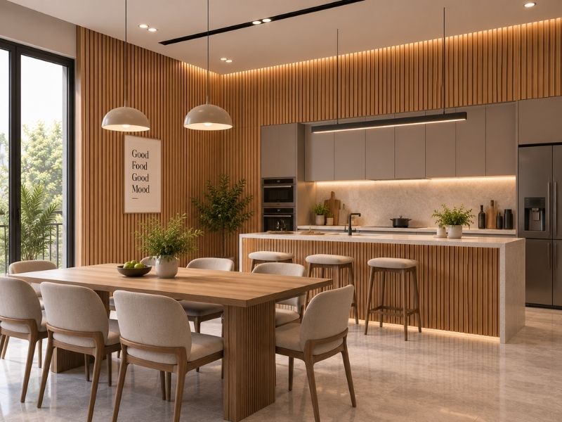 Tấm ốp lam 4 sóng cao K-33 tại phòng bếp