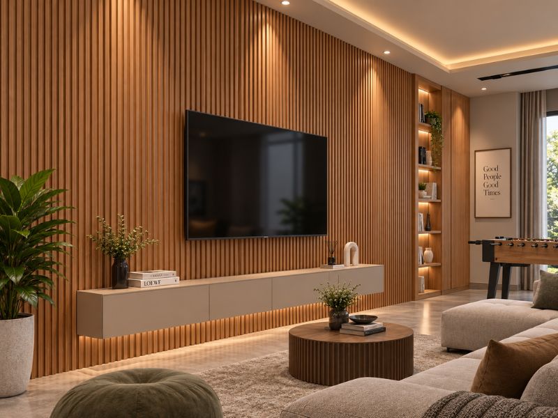 Tấm ốp lam 4 sóng cao K-35 tại phòng khách