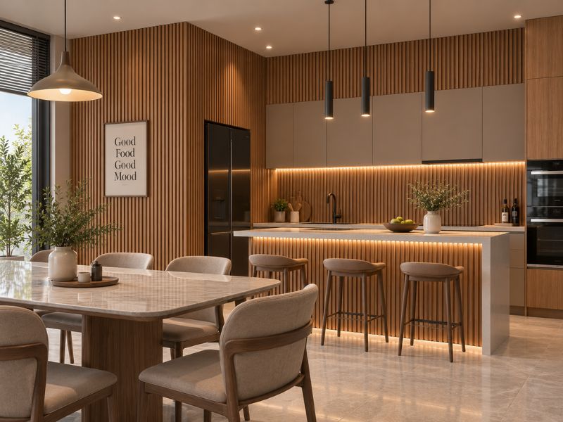 Tấm ốp lam 4 sóng cao K-35 tại phòng bếp