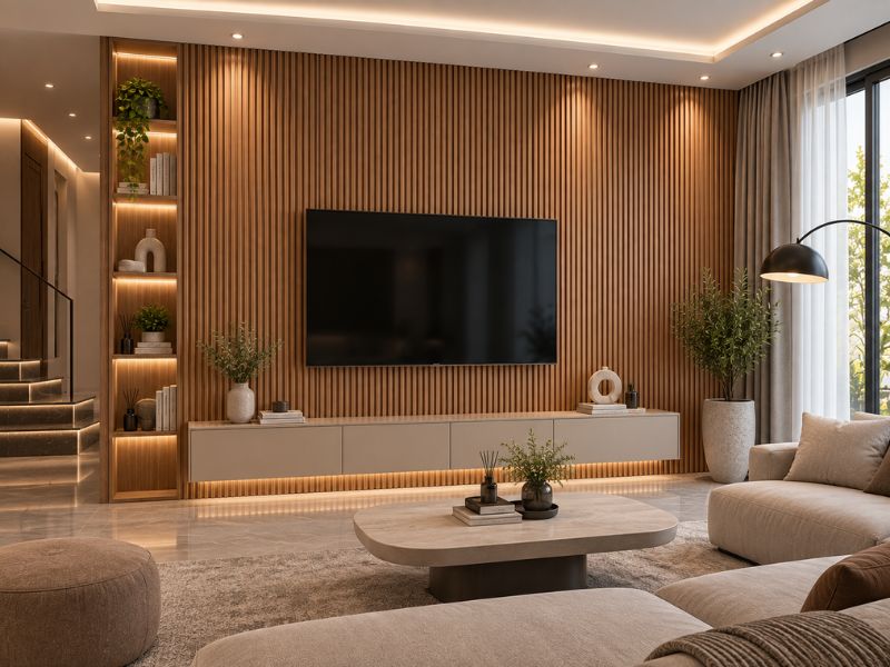 Tấm ốp lam 4 sóng cao K-35 tại phòng khách