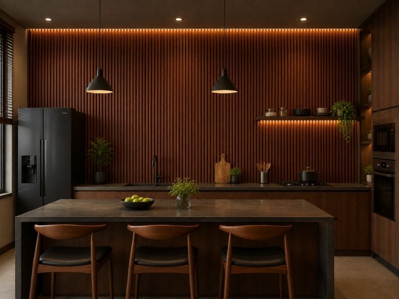 Tấm ốp lam 4 sóng thấp K-02 tại phòng bếp