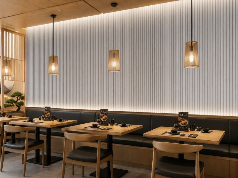 Tấm ốp lam 4 sóng thấp K-11 tại quán ăn
