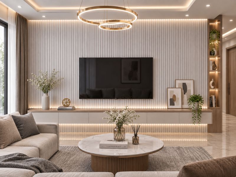 Tấm ốp lam 4 sóng thấp K-11 tại phòng khách