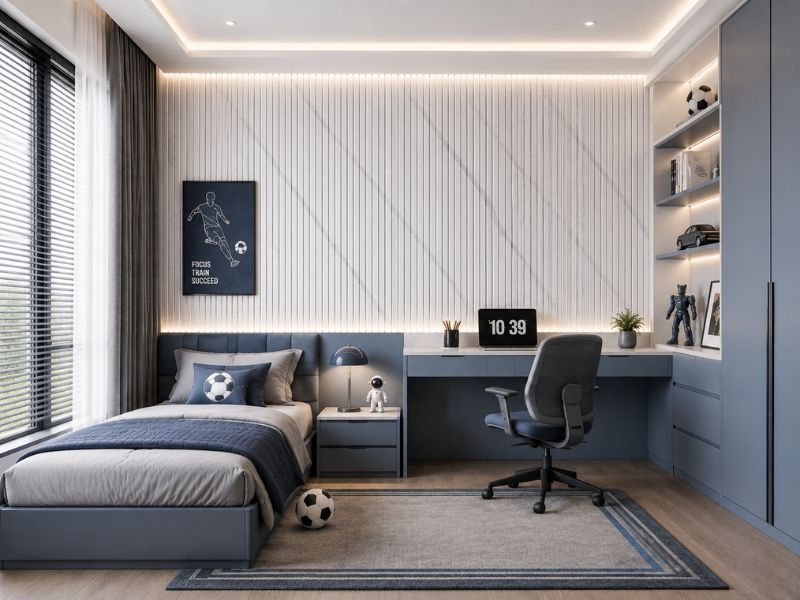 Tấm ốp lam 4 sóng thấp K-13 phòng ngủ