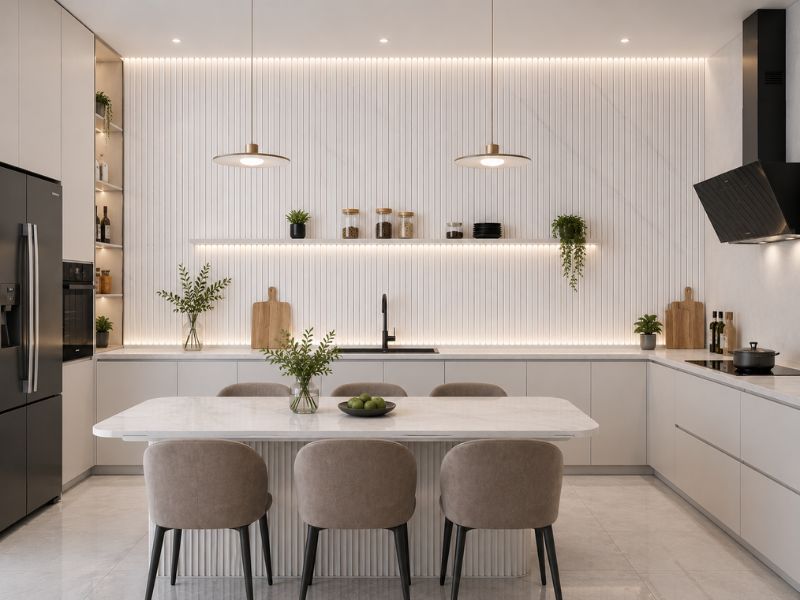 Tấm ốp lam 4 sóng thấp K-13 phòng bếp
