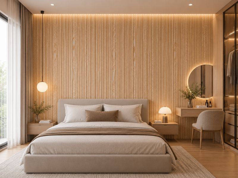 Tấm ốp lam 4 sóng thấp K-16 tại phòng ngủ