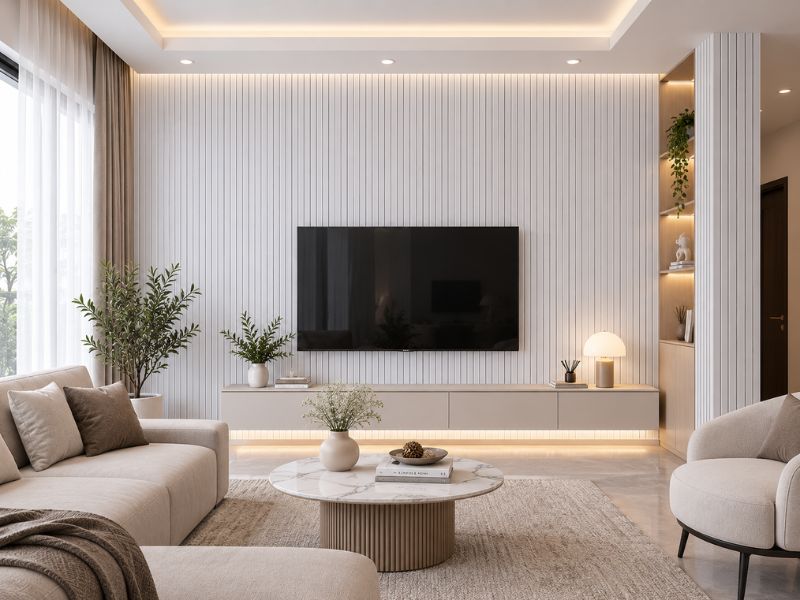 Tấm ốp lam 4 sóng thấp K-18 tại phòng khách