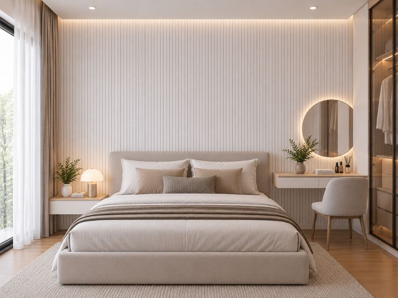 Tấm ốp lam 4 sóng thấp K-18 tại phòng ngủ