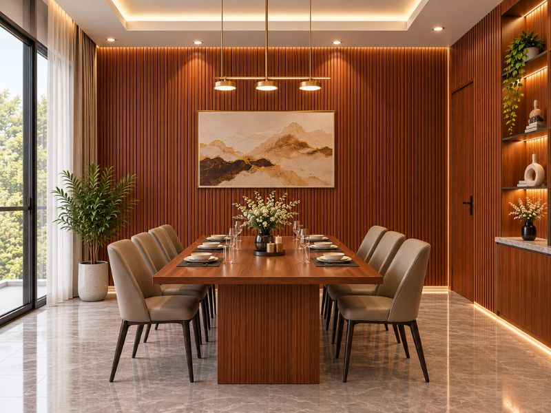 Tấm ốp lam 4 sóng thấp K-19 tại phòng ăn