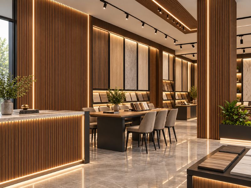 Tấm ốp lam 4 sóng thấp K-20 tại showroom