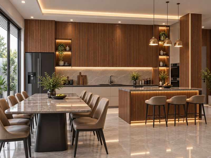 Tấm ốp lam 4 sóng thấp K-20 tại phòng bếp