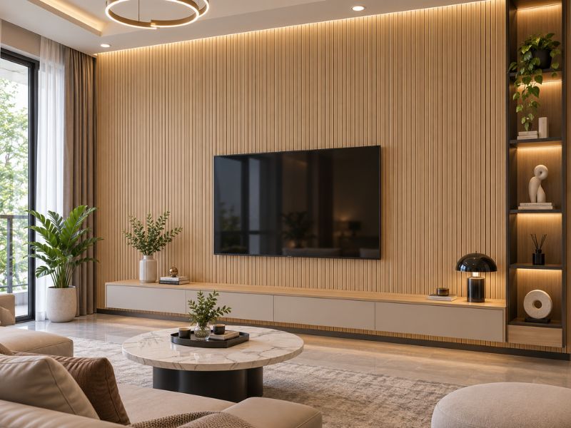 Tấm ốp lam 4 sóng thấp K-24 tại phòng khách