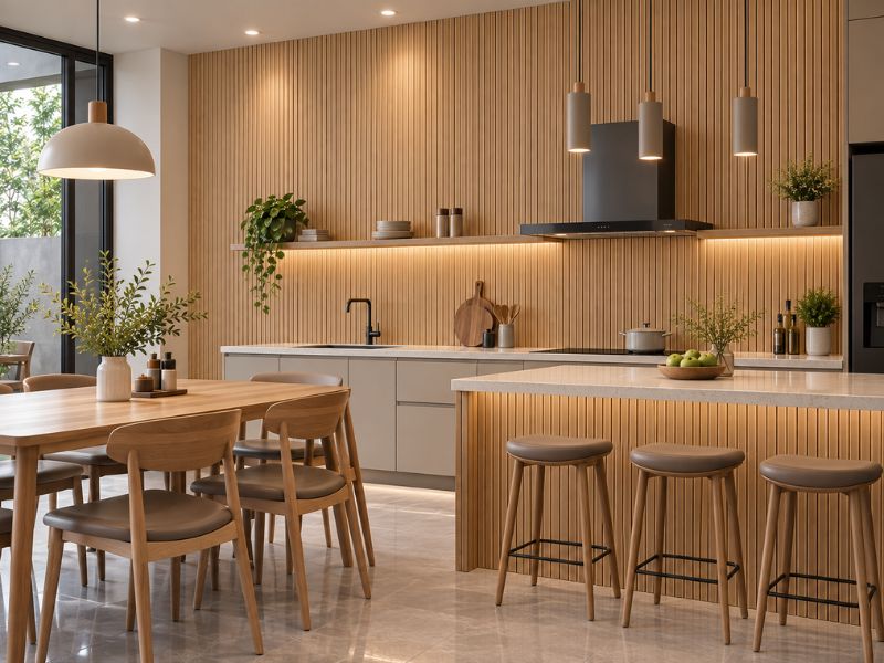 Tấm ốp lam 4 sóng thấp K-24 tại phòng bếp