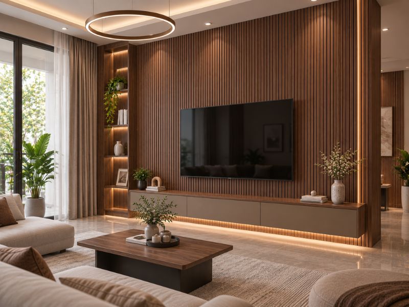 Tấm ốp lam 4 sóng thấp K-25 tại phòng khách