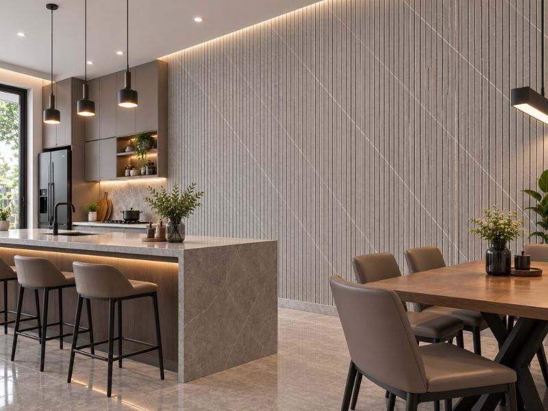 Tấm ốp lam 4 sóng thấp K-27 tại phòng bếp