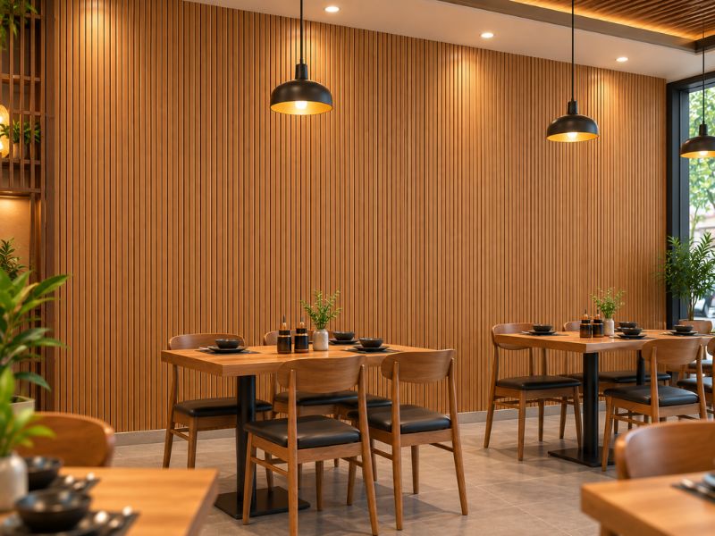Tấm ốp lam 4 sóng thấp K-31 tại nhà hàng