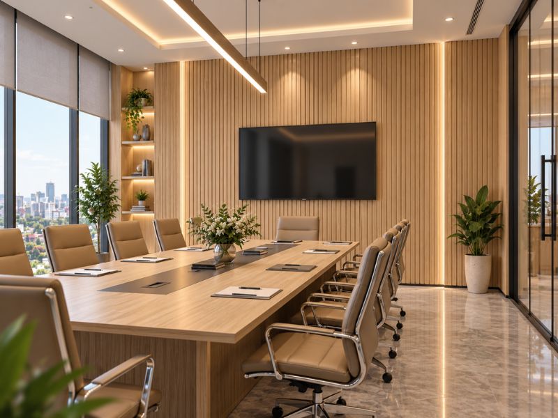 Tấm ốp lam 4 sóng thấp K-35 tại phòng họp