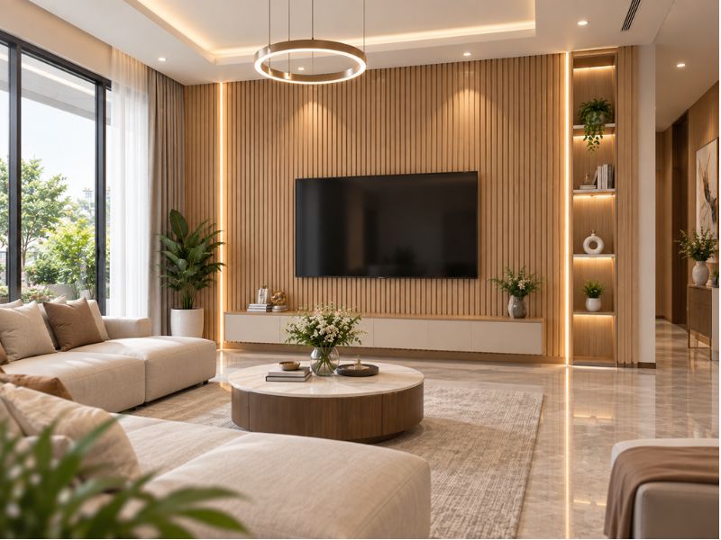 Tấm ốp lam 4 sóng thấp K-35 tại phòng khách
