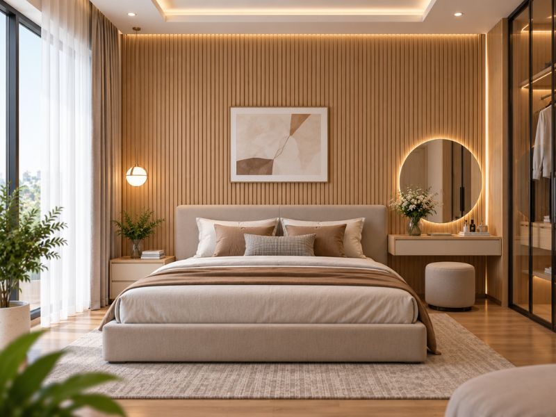 Tấm ốp lam 4 sóng thấp K-35 tại phòng ngủ