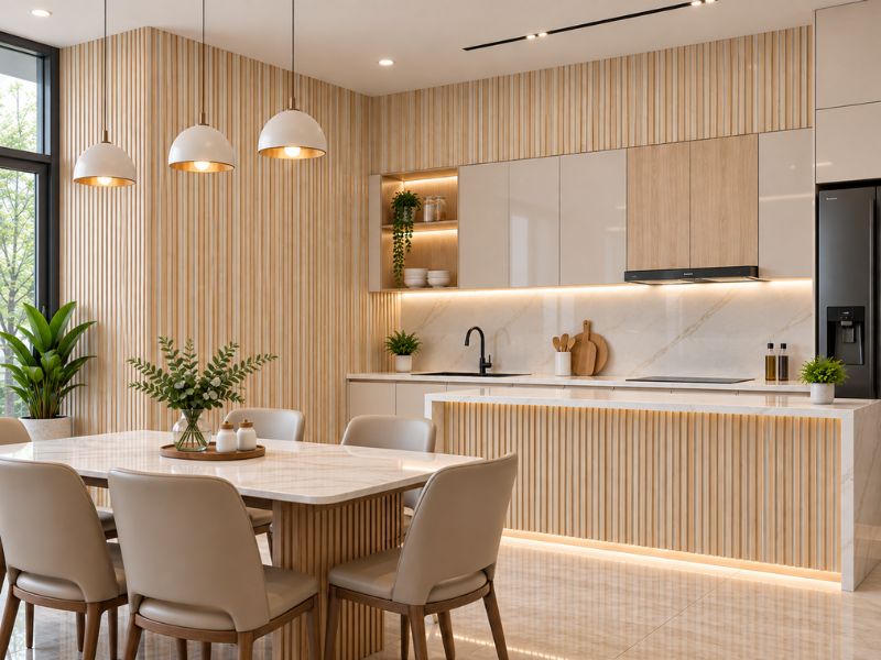 Tấm ốp lam 4 sóng thấp K-52 tại phòng bếp